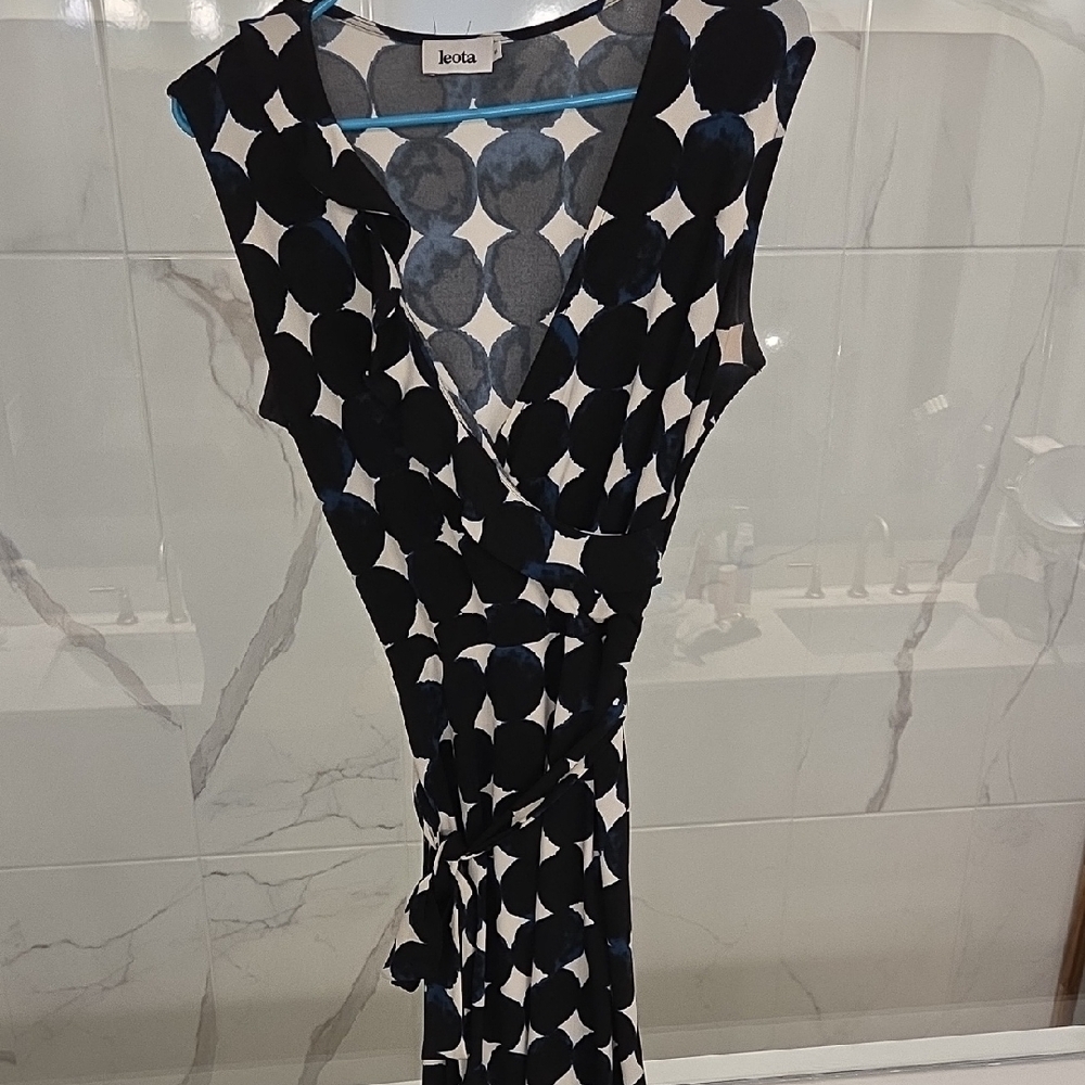 Leota Black and Blue Polka Dot Maxi Dress